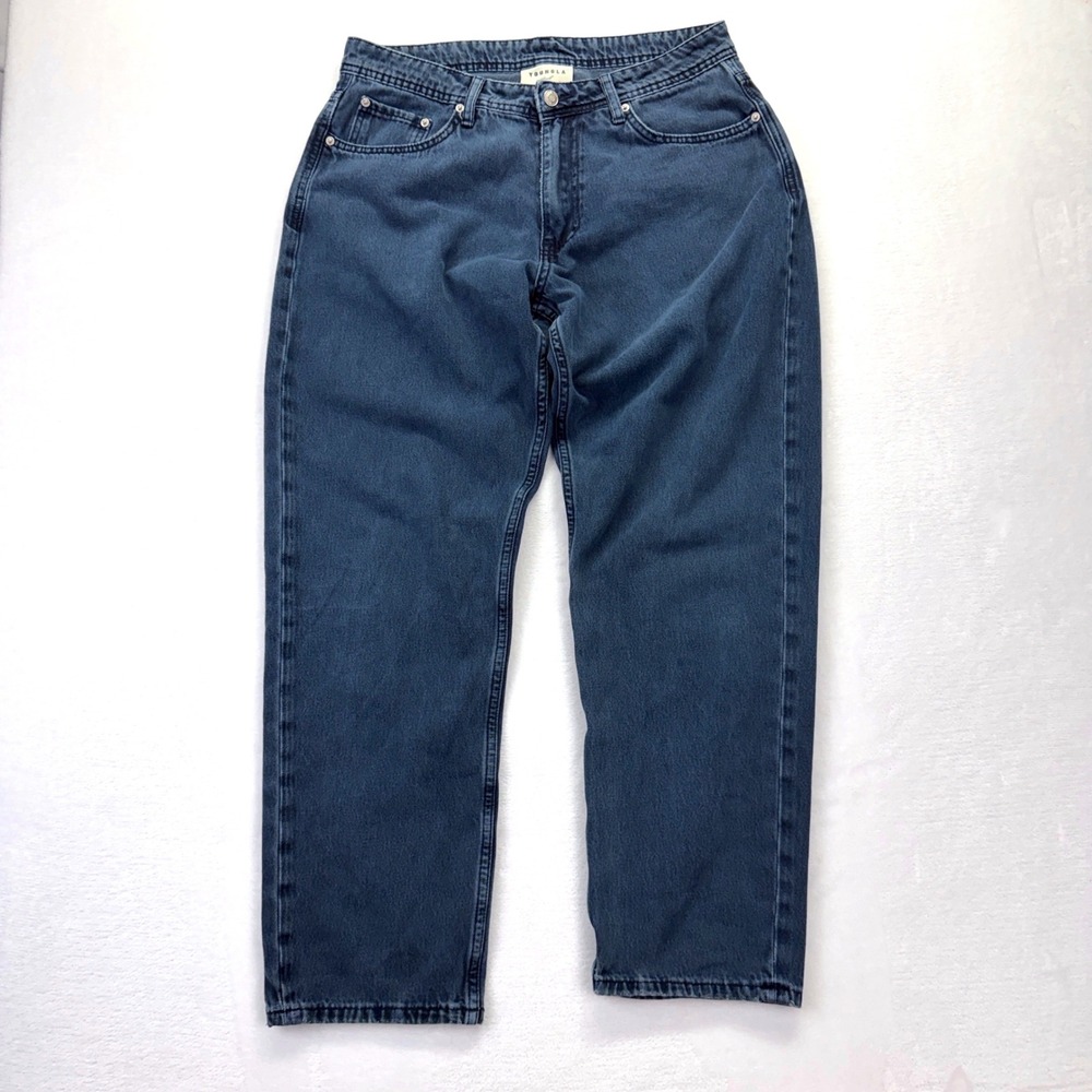 YoungLA Jeans Mens 34L Blue Faded Vintage Wash Relaxed Straight Leg Streetwear